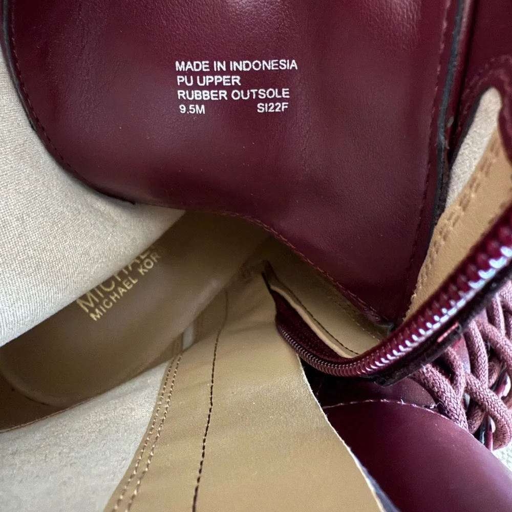 Michael Kors lace up Burgundy Combat Boots